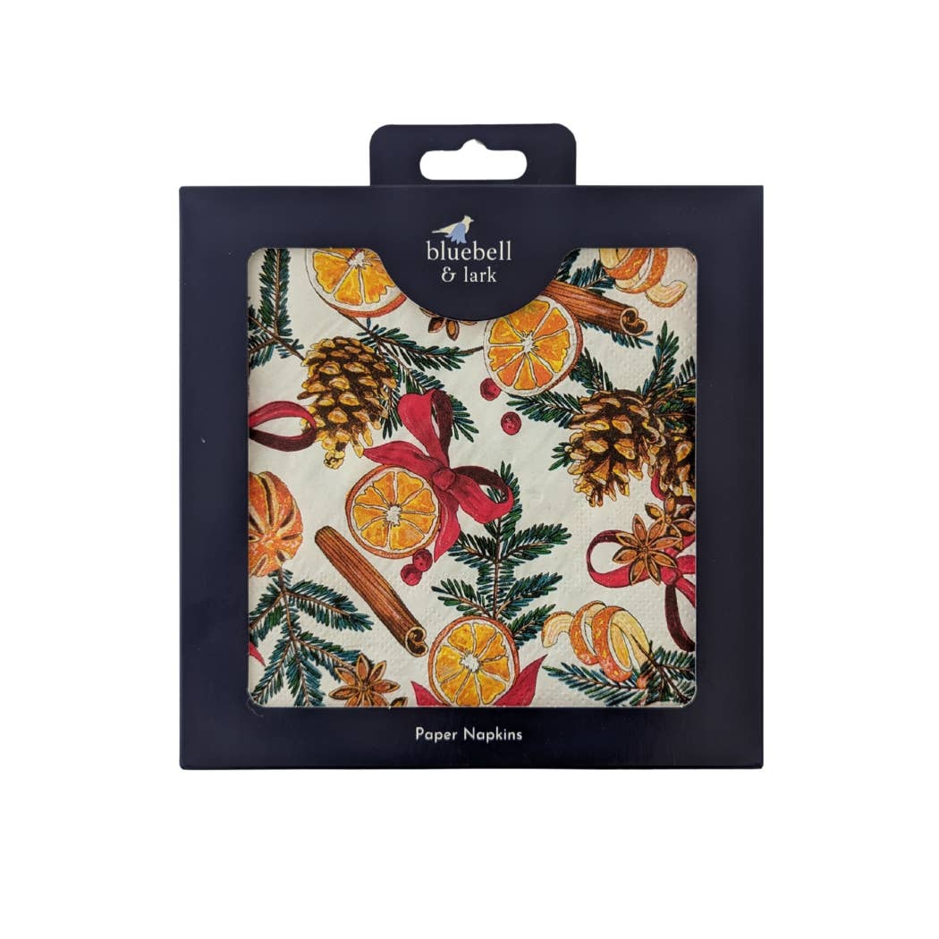 Bluebell and Lark – wholesale Disposable napkin – Cream Orange And Cinnamon Christmas Paper Napkins