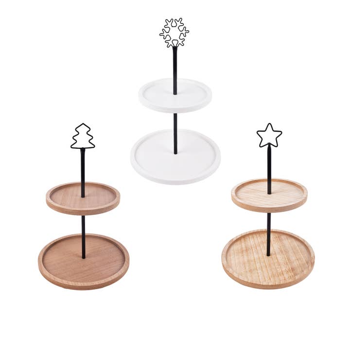 2 TIER DISPLAY TRAY WITH XMAS ICONS for wholesale by Country Silk