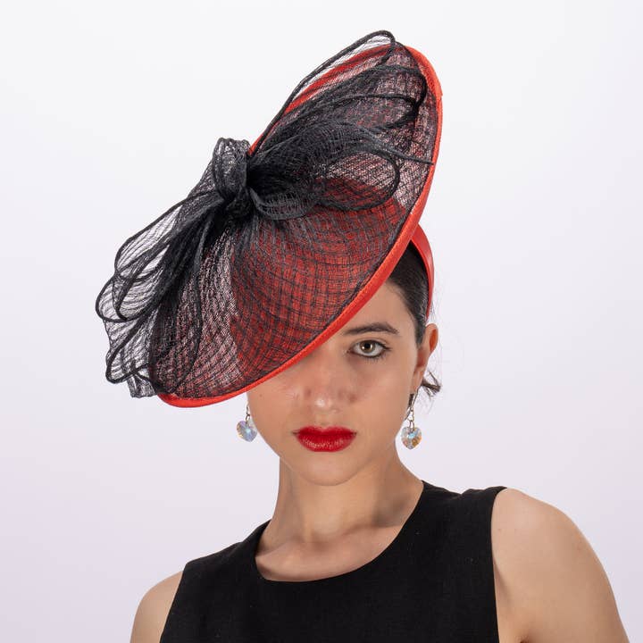 Sinamay Fascinator Base With Large Check Design Bow | 5923H for wholesale by KaKyCo