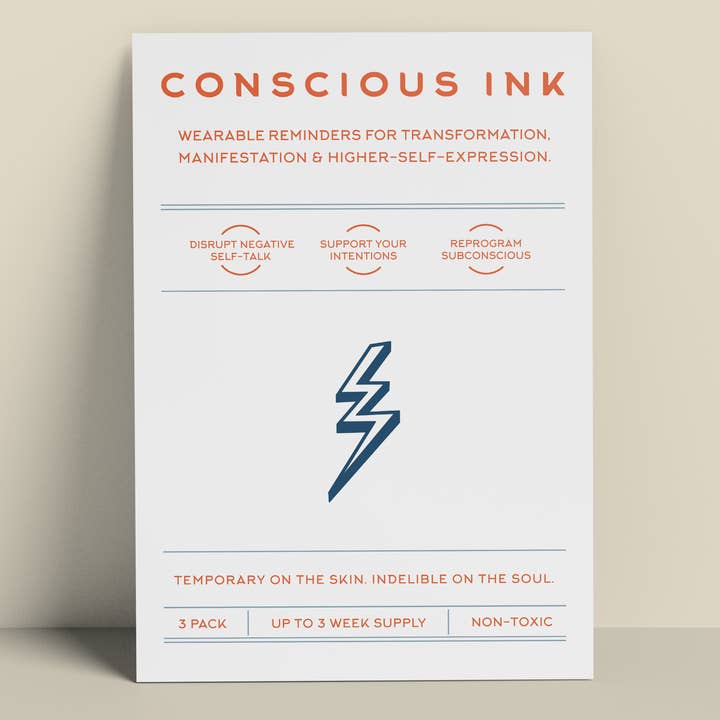 Lightning Bolt Manifestation Tattoo for wholesale by Conscious Ink