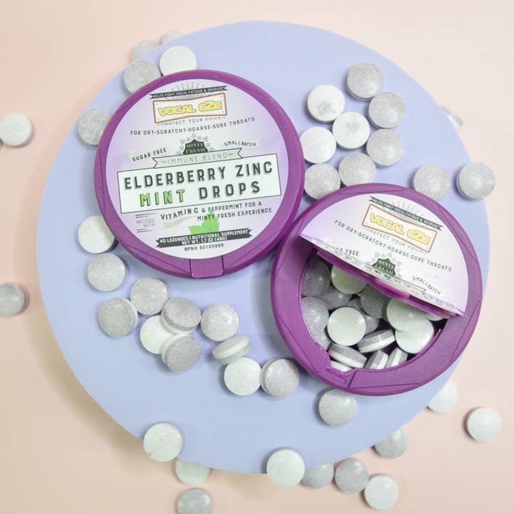 Vocal Eze - Wholesale Oral Supplement/Vitamin - 40ct. Elderberry Zinc MINT Throat Drops w/ Vitamin C 5