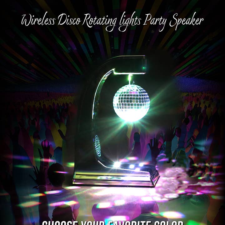 DESKOLITE – wholesale Strobe-/discoljus – DESKOLITE™ trådlös disco-högtalare med lysdioder och 6 cm spegelboll
