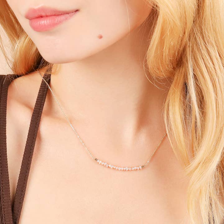 Less is More – Engroshandel Perlehalskæde – Pink Pearl Smile halskæde (Guld eller Sølv)6