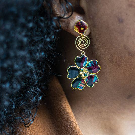 Perennial Peaces - Wholesale Dangle Earrings - Black Afrocentric Stud Spiral Dangles1