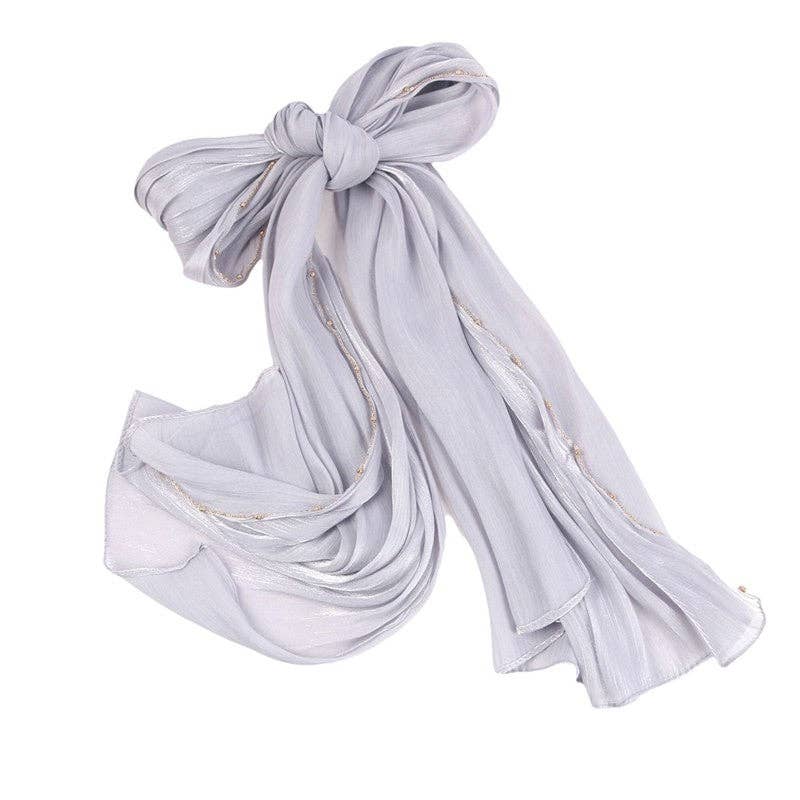 MoodGold - Wholesale Scarf - Women's - Fashion Solid Color Single Side Metal Chain Headscarf2