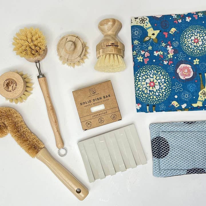 Improved Zero Waste Bundle | Eco Gift Set | Zero Waste Set | Natural Cleaning Brush set | Eco gift set Dish Scrubber Zero Waste Cleaning Set and other Purchase Wholesale dish block soap. Free Returns & Net 60 Terms on Faire trending on Faire.