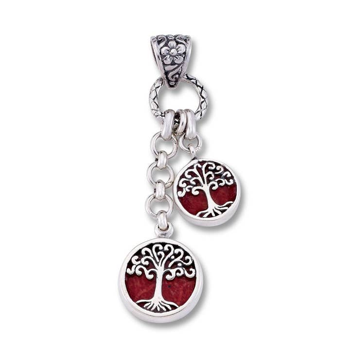 SS korall livets träd Charm hänge för wholesale av Eli Pebble