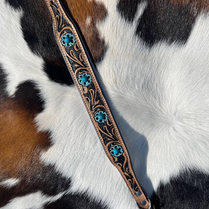 Westrian International - Vente Collier – chien - Collier pour chien en cuir texturé Turquoise Trail1