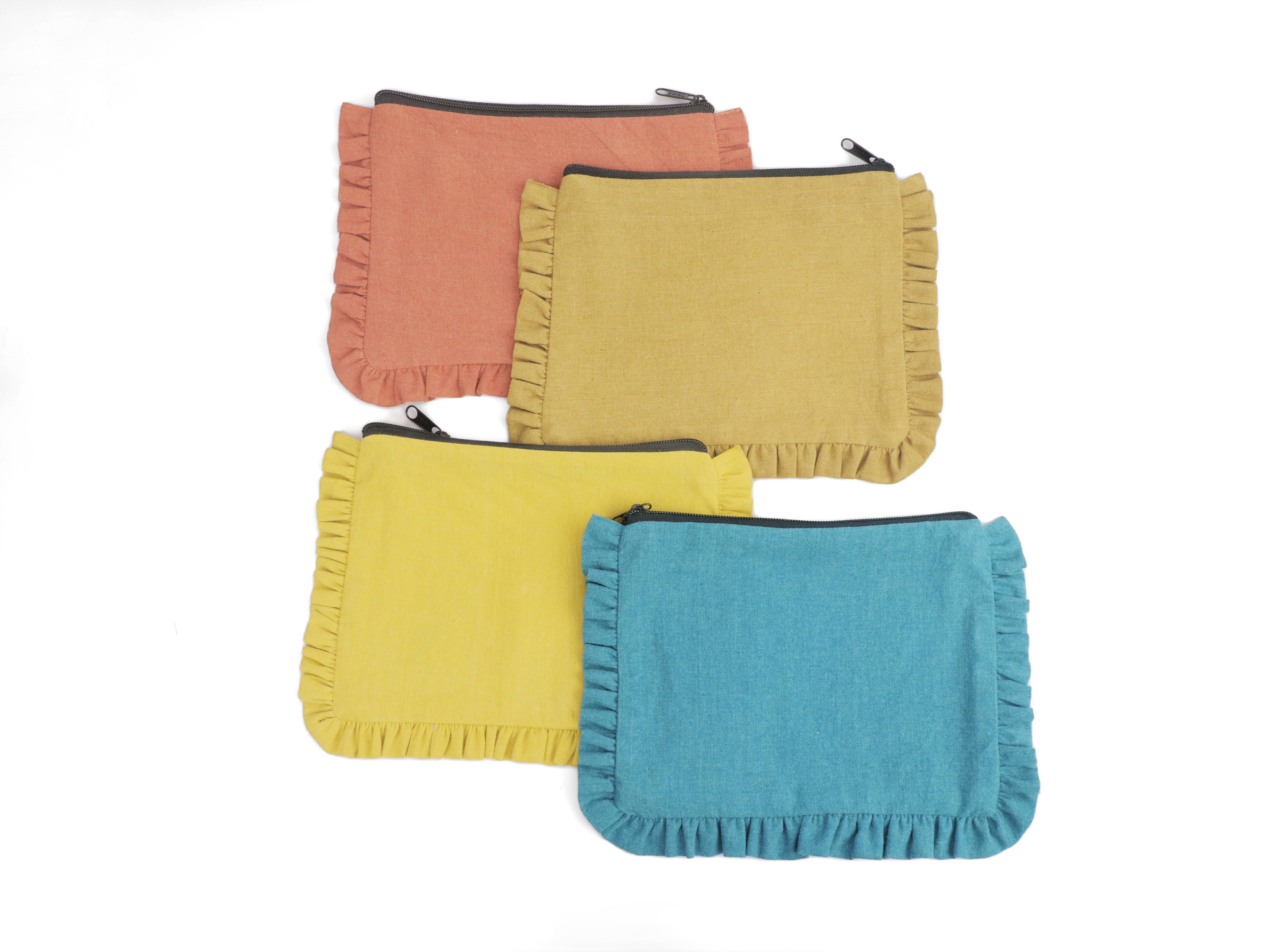 House of Kraft - Wholesale Pouch - Women's - Canvas Ruffle Pouches | Canvas Travel Pouches | Zipper Pouch24