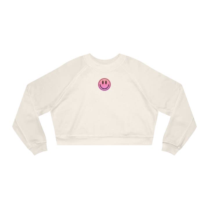 Sweatshirt Estética Cropped Cropped Top, Smile Face Cropped Top, Happy Spirit Happy Life Sunset Smile Cropped Top, Pullover Polar Cropped Mulher por atacado de Happy Life Stuff