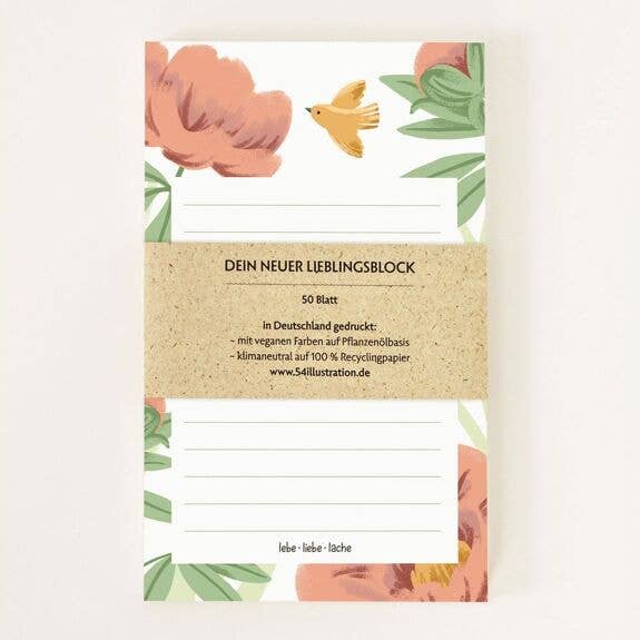 Favorite Peony notepad for wholesale by VIERUNDFÜNFZIG