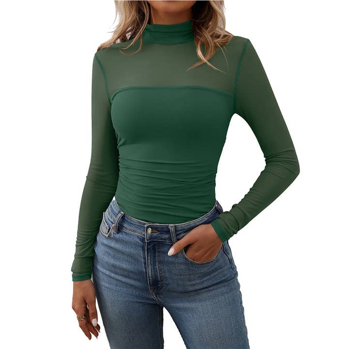 Women's Half High Neck Sheer Long Sleeve Sexy Y2K Mesh Top and other Purchase Wholesale polyester mesh fabric. Free Returns & Net 60 Terms on Faire trending on Faire.