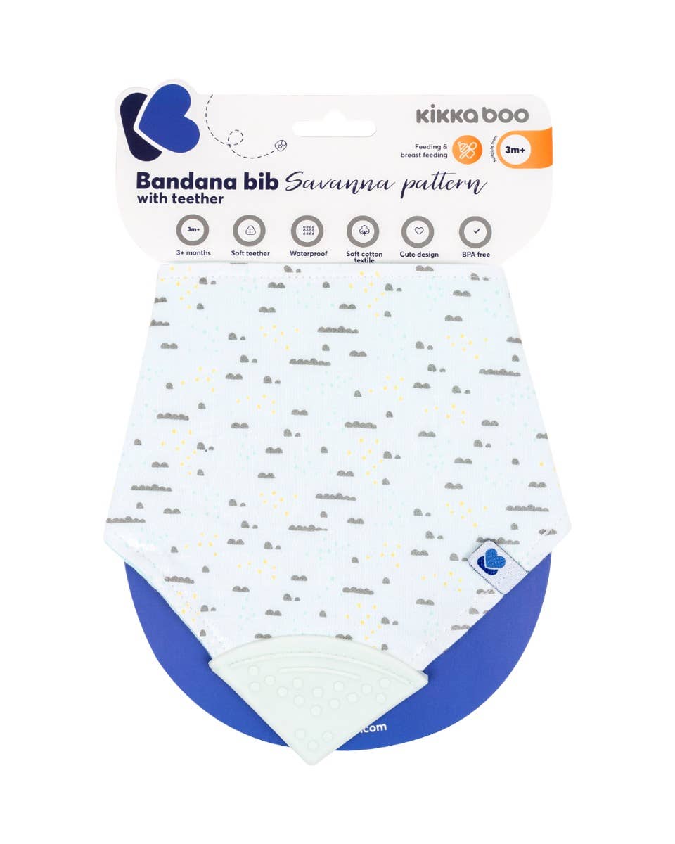 Kikkaboo – wholesale Bandana bib – Savanna Pattern Mint Bandana Bib with Teething2