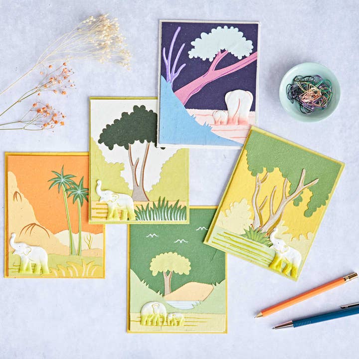 The Paper High Gift Company Limited – Cartão de saudação diária por atacado – Cartão de esterco de elefante colorido artesanal3