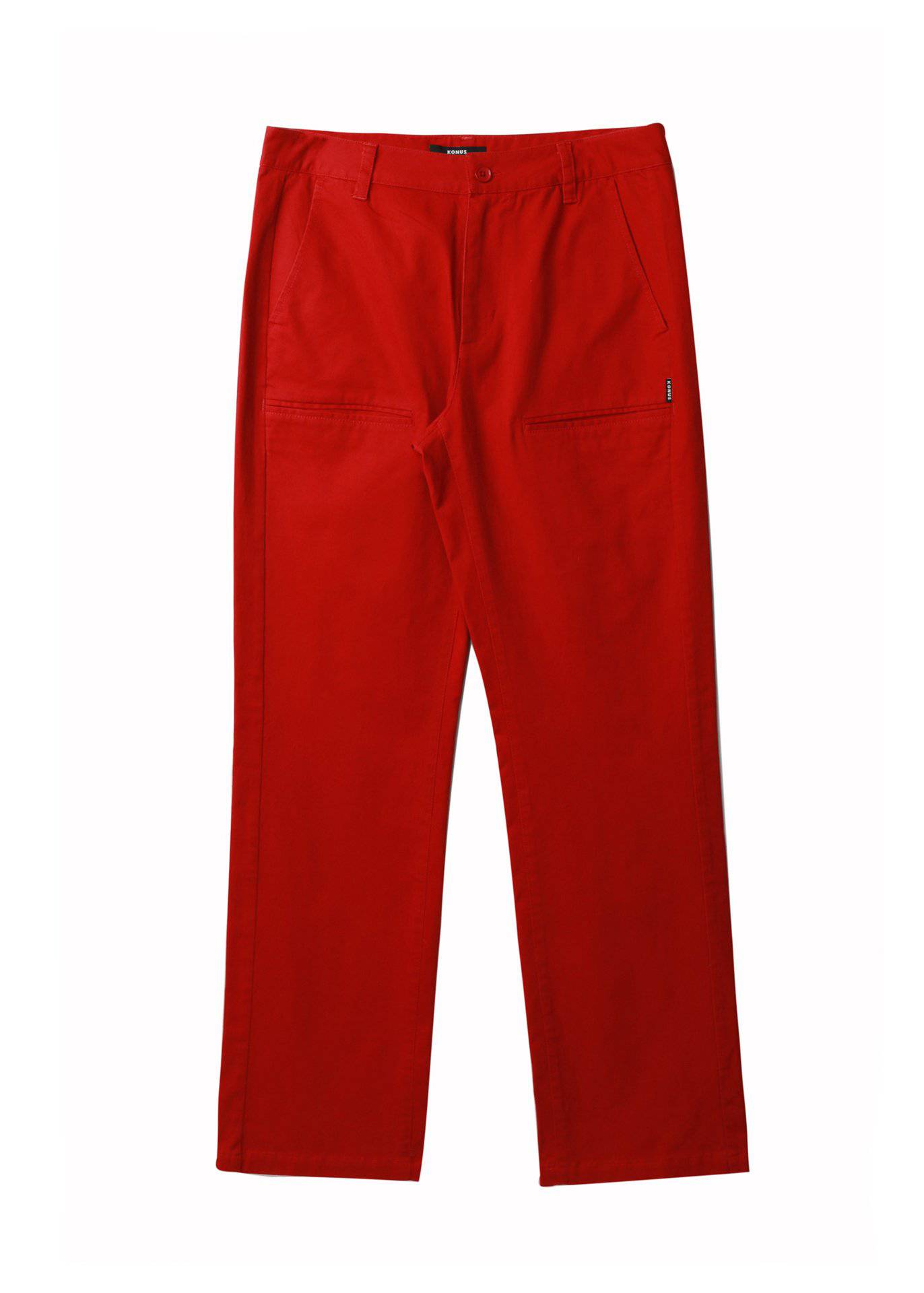 Konus Men's Baggy Chino Pants in Red for wholesale on Faire5