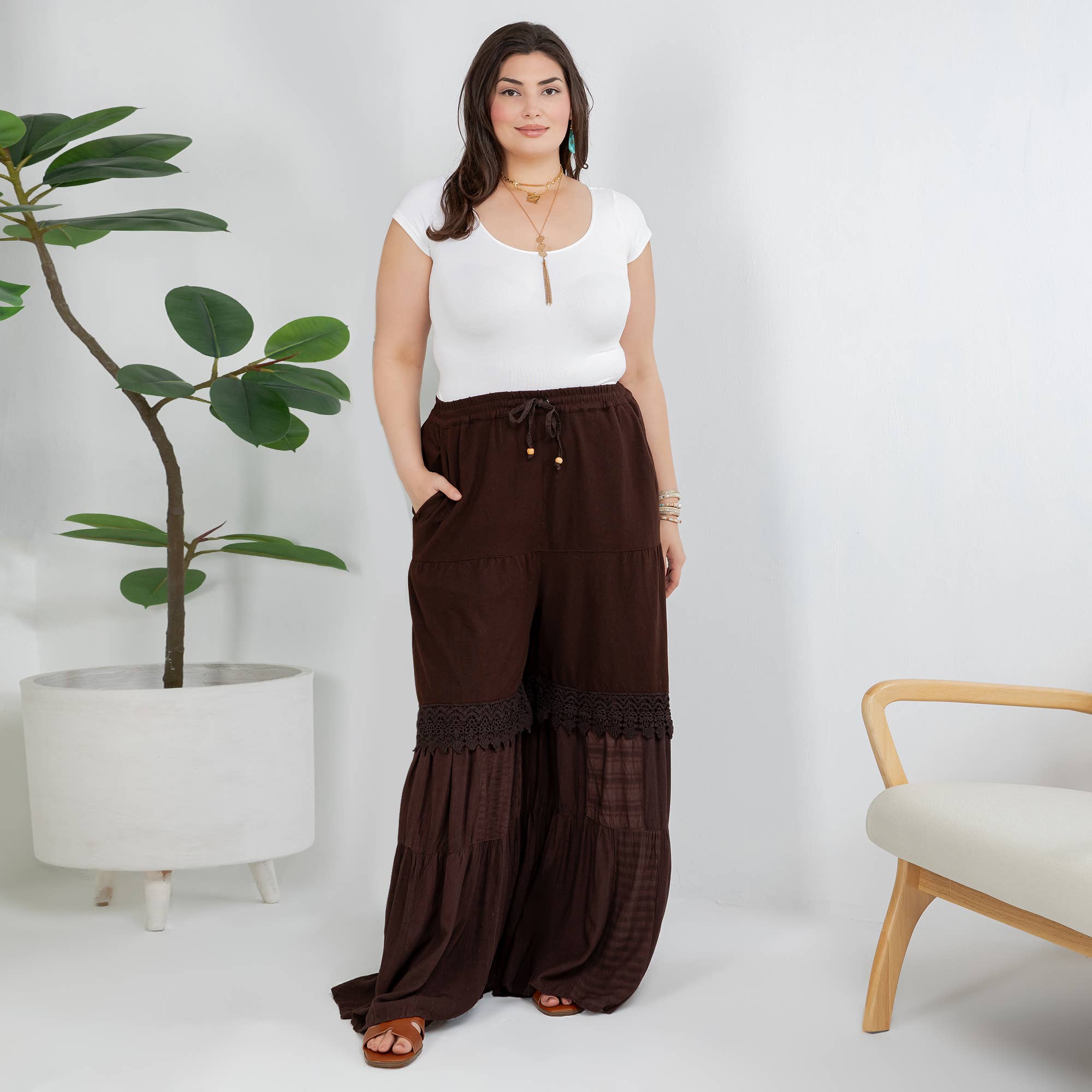 Young Threads - Venta al por mayor Pantalones - Mujer - Pantalones de Encaje y Punto con Inserciones de Parche en Denim de Capas Boho (Nuevo)27