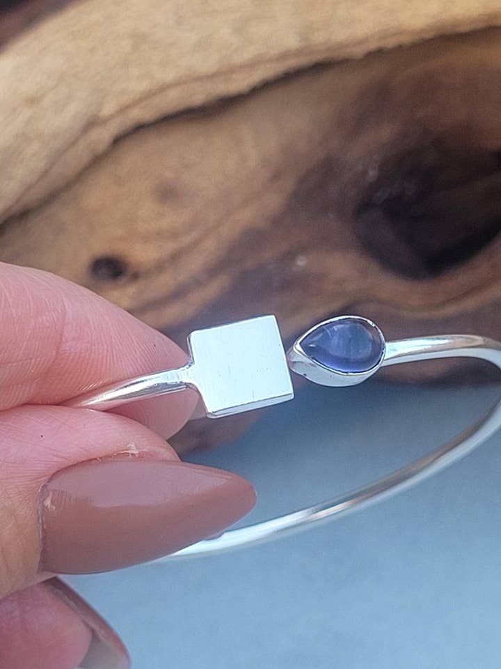 Silver Adjustable Minimalist Bangle Bracelet #2 for wholesale by Laboheme