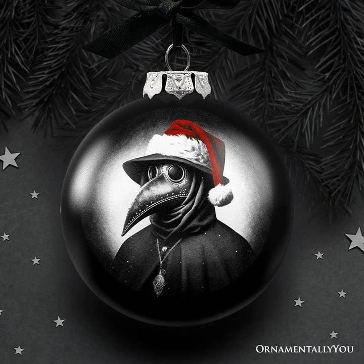 OrnamentallyYou - Wholesale Ornament - Plague Doctor Christmas Spooky Portrait Glass Ornament