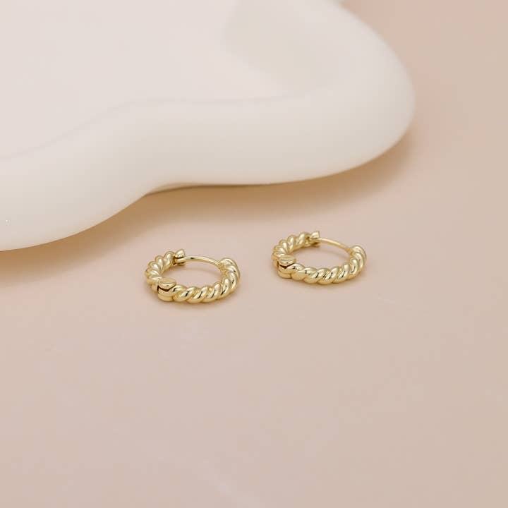 Melange Blanc - Vente Petits anneaux - Boucles d'oreilles créoles torsadées E118 en or et argent, créoles8