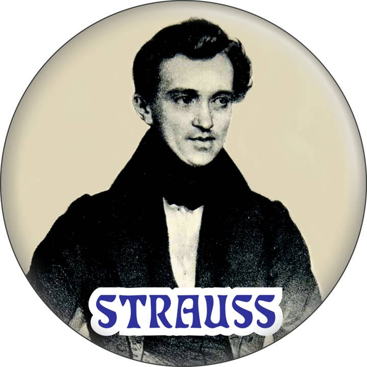 Pin-on Button - 1 Inch - Johann Strauss for wholesale by Square Deal Recordings & Supplies