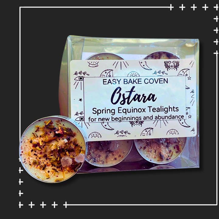 Velas de té rituales del equinoccio de Ostara con aceites, hierbas y cristales para venta al por mayor de Easy Bake Coven