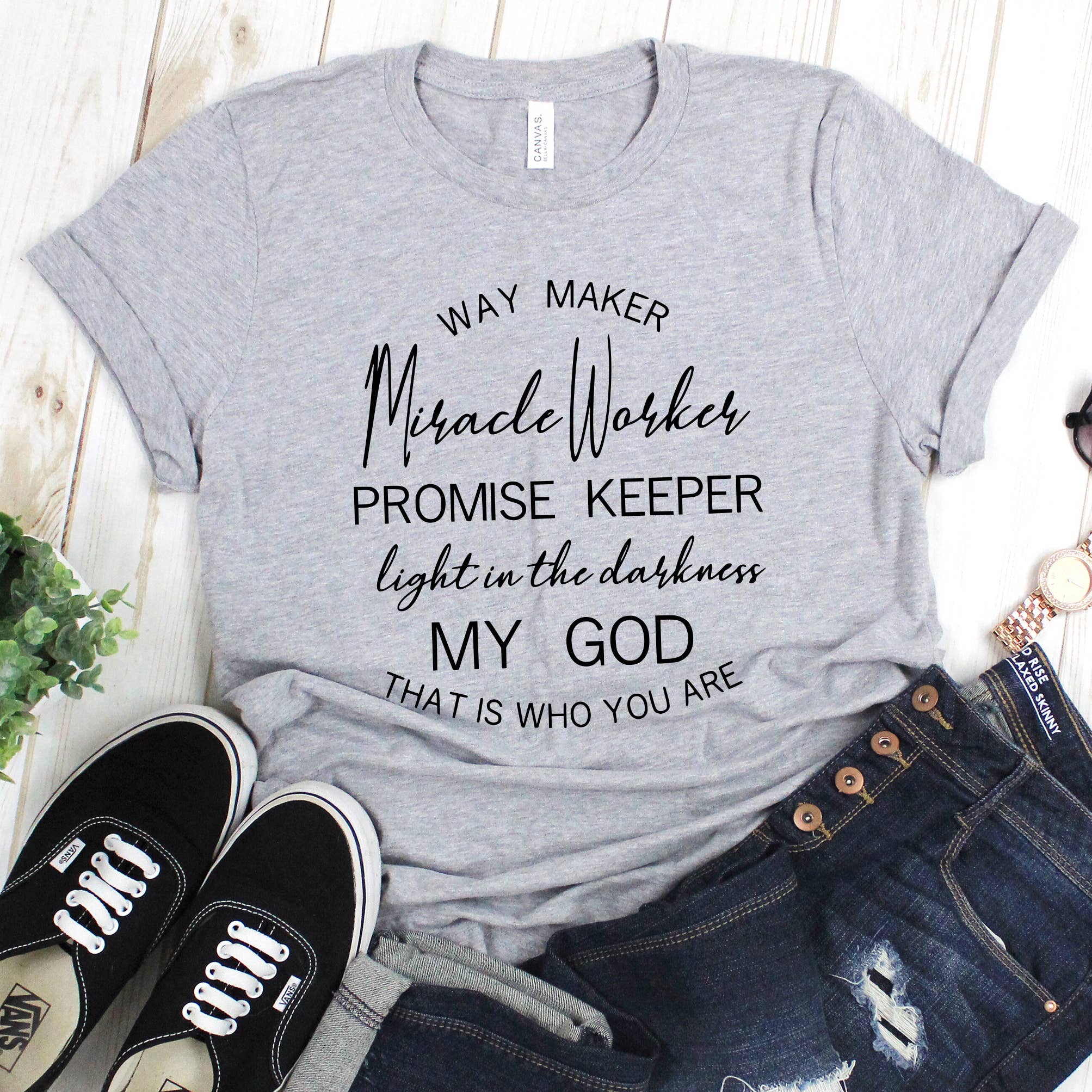 Down Home Tees - Vendita all'ingrosso Maglietta serigrafata - Donna - Maglietta Waymaker Miracle Worker Promise Keeper My God3