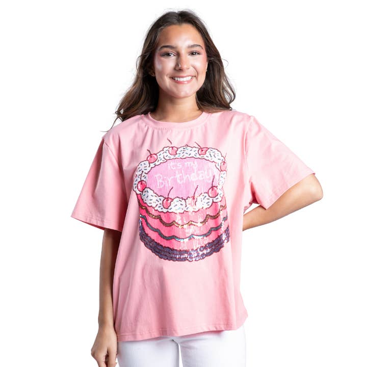 It's My Birthday Pink Short Sleeve T-Shirt for wholesale by Jane Marie