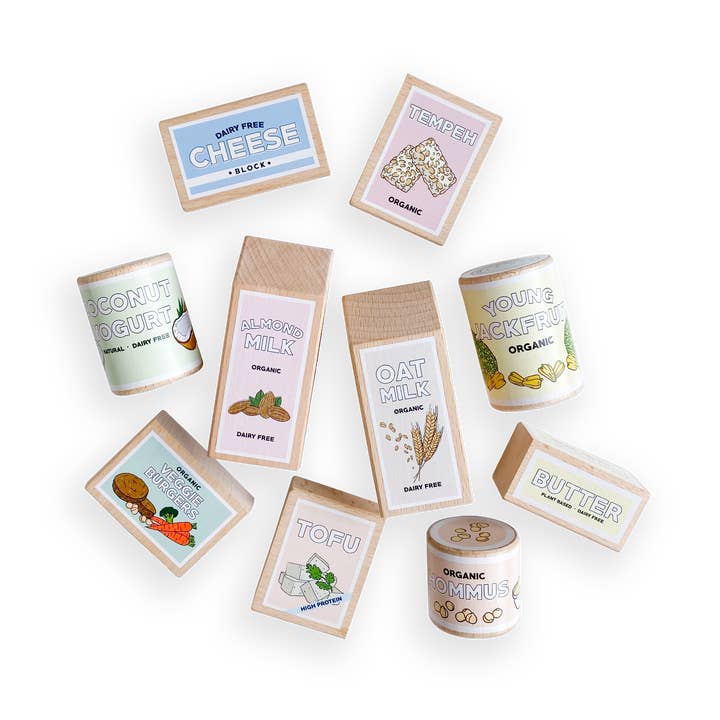10 Piece Vegan Wooden Play Food Set (Almond + Oat Milk) and other Purchase Wholesale veganlunch. Free Returns & Net 60 Terms on Faire trending on Faire.