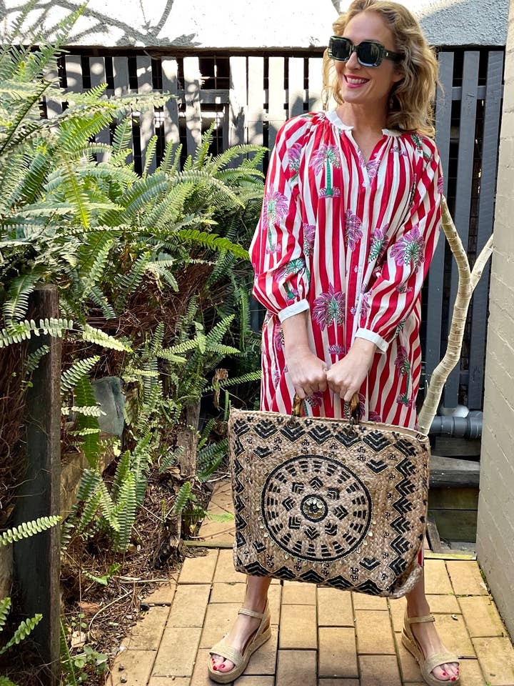 Roselle - Wholesale Dress – Women's - CABANA BUTTON THROUGH DRESS RED3