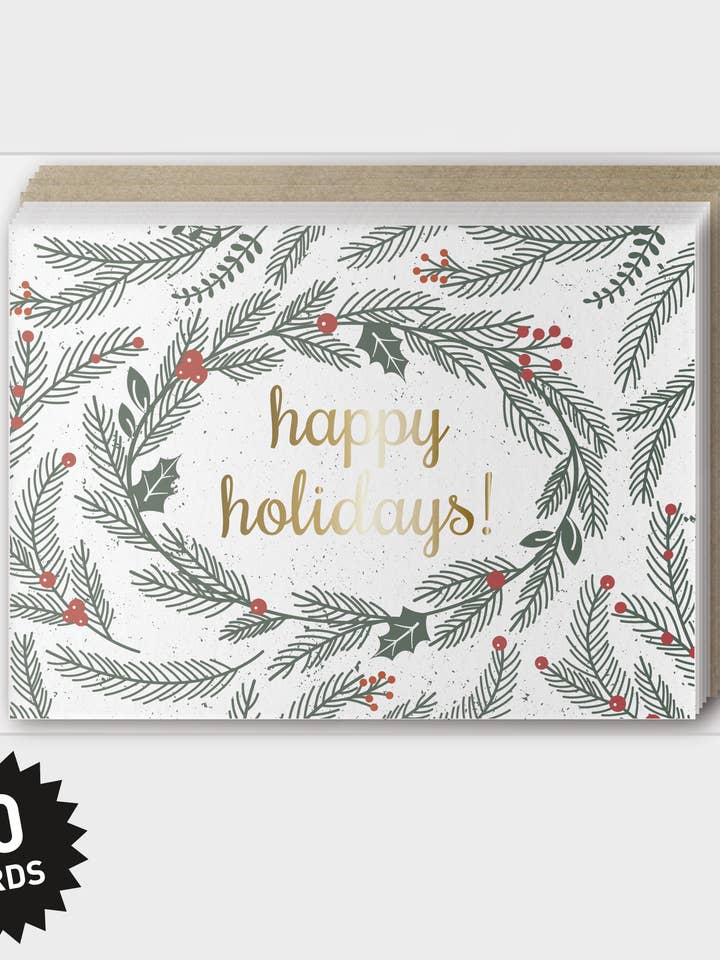Coffret de 10 - Happy Holidays Foliage pour la vente par Pike Street Press