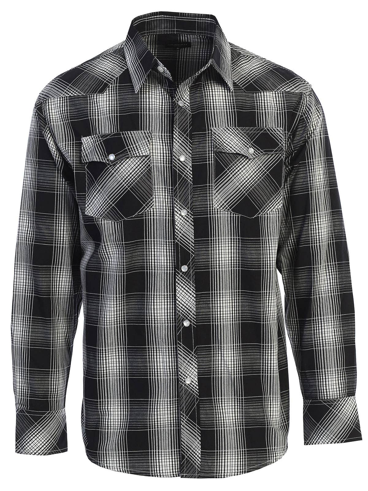 b-one inc - Vendita all'ingrosso Camicia button down - Uomo - Camicia western a maniche lunghe in tartan con bottoni automatici in perle da uomo15