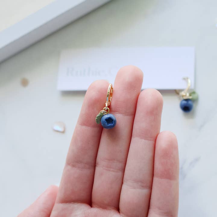 Ruthie and Co. - Wholesale Huggie Earrings - Blueberry Huggies1