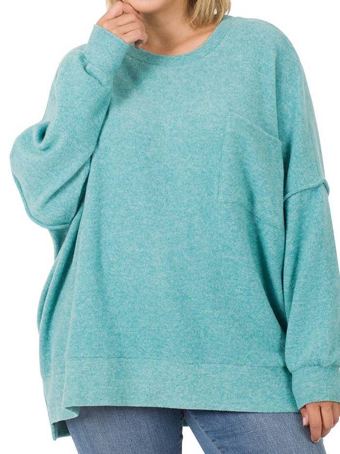 Plus Brushed Melange Drop Shoulder Sweater for wholesale by Vanilla Monkey