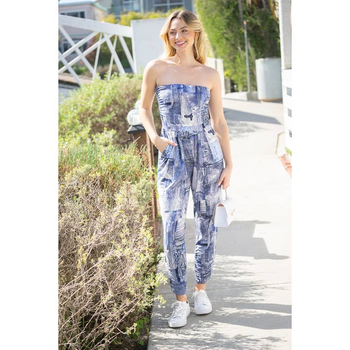 Popular 21 - Wholesale Jumpsuit - Women's - Printed Straplesss High Waist Jumpsuit6