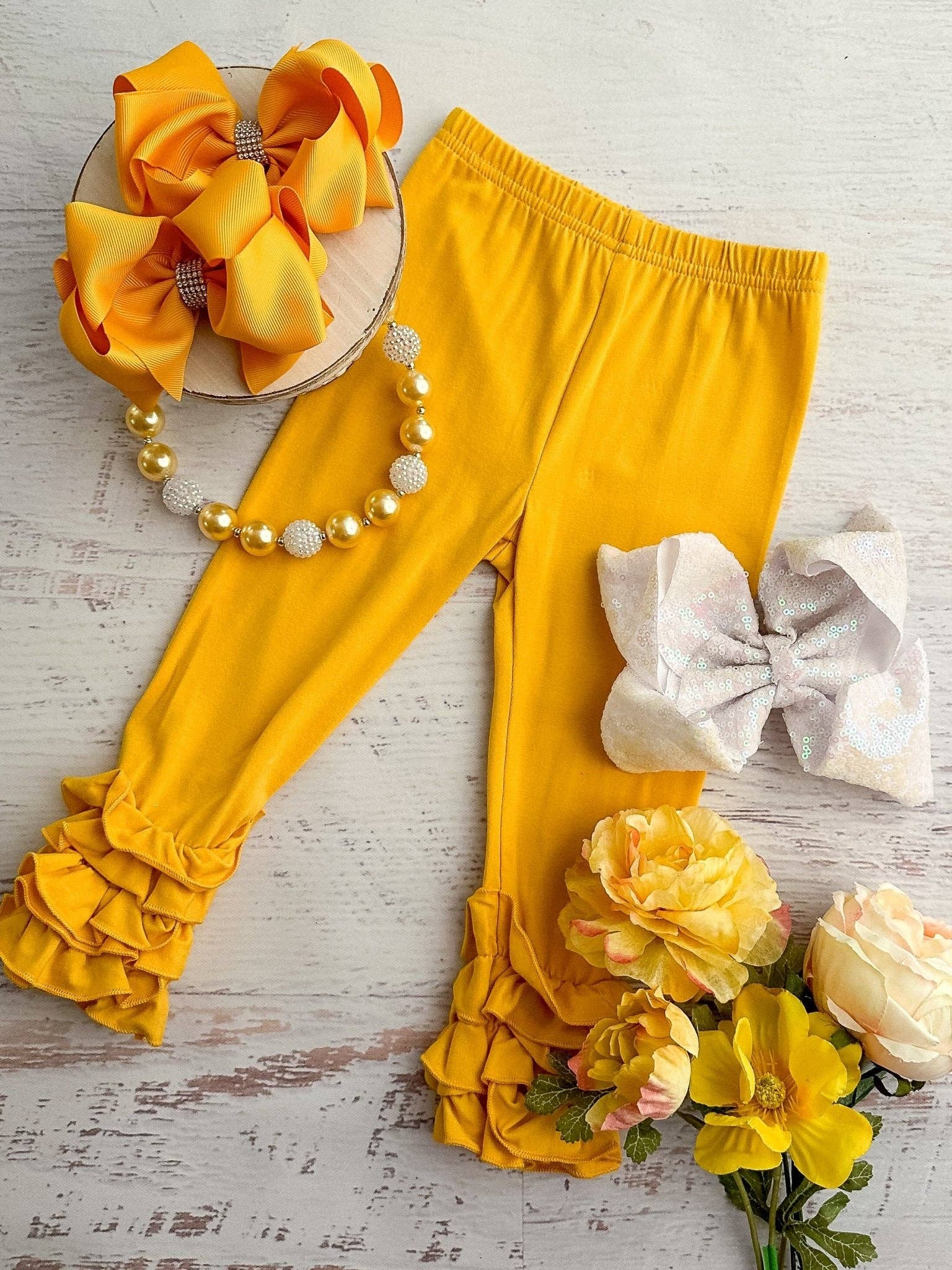 The Hair Bow Company - Wholesale Fashion Leggings - Kids - Solid Ruffled Fitted Icing Leggings (more colors!)1