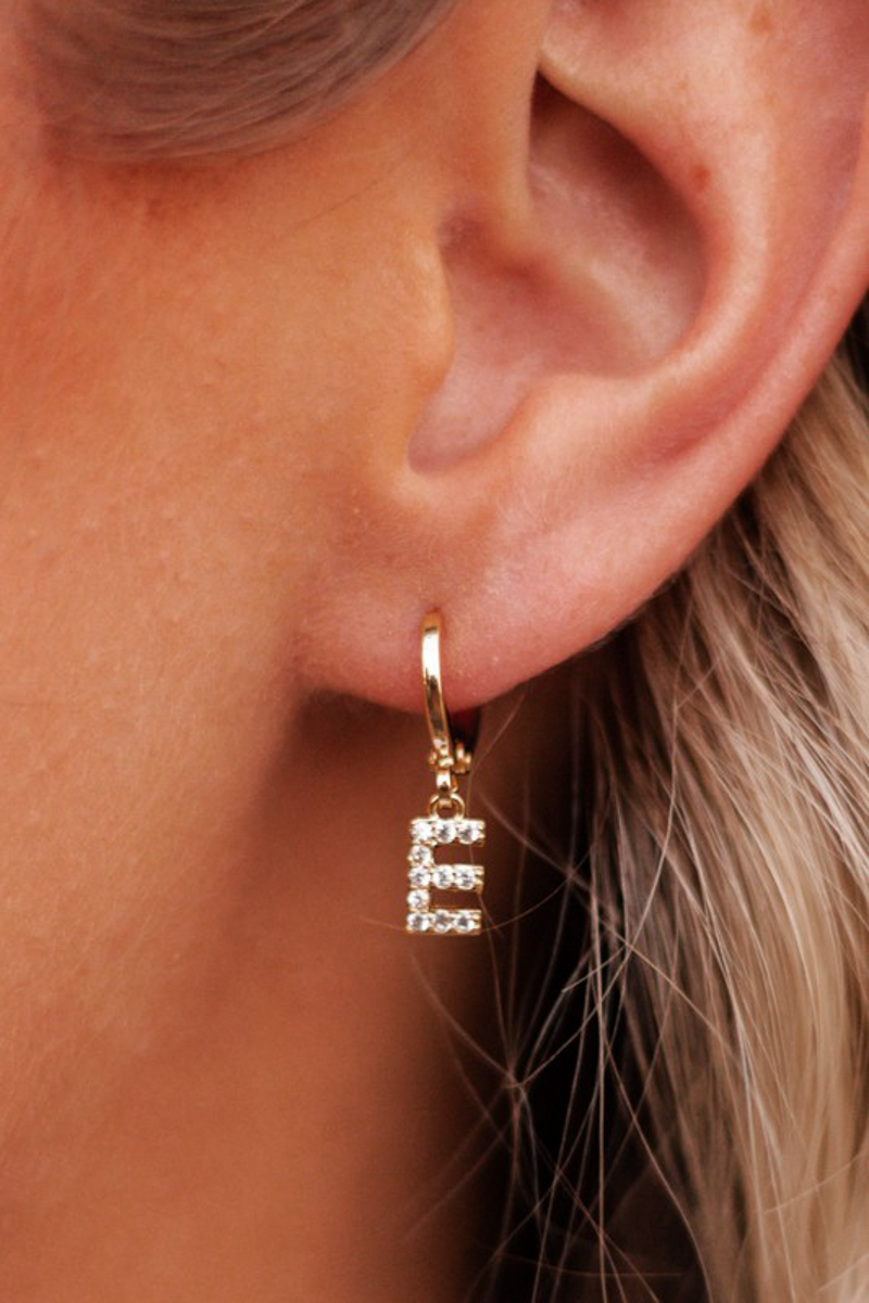 Gold Pave Drop 14k Initial Earrings for wholesale on Faire3