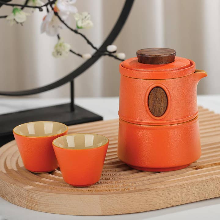 VIGOR - Wholesale Tea Set - Portable Outdoor Ceramic Teapot Set Travel-friendly Porcelai6