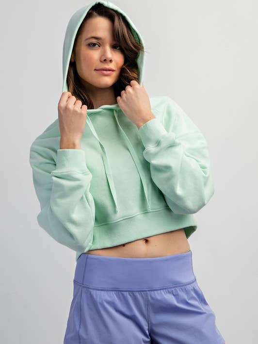 J123137 LONG-SLEEVE FRENCH TERRY HOODIE CROP JACKET for wholesale by Sunday Morning