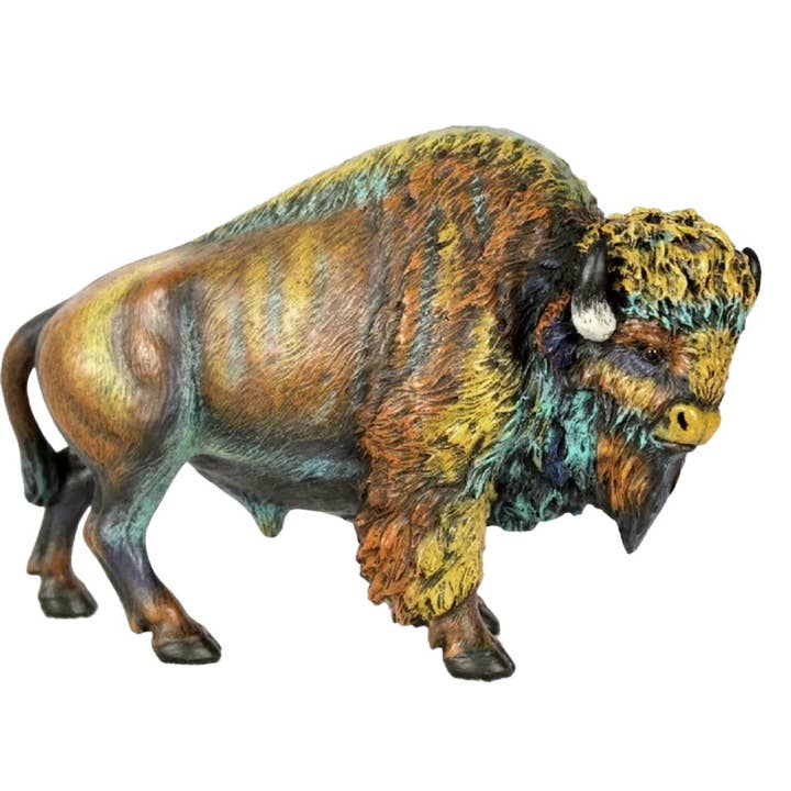 De Leon Collections - Wholesale Decorative Figurine - Colorful Bison Figurine- Hand-Painted Western Wildlife Art0