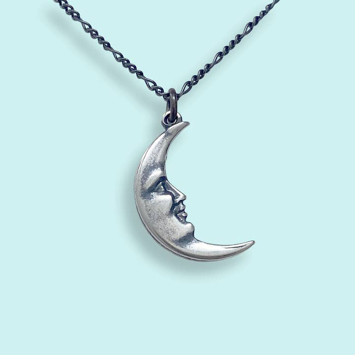 Silver Man in the Moon Necklace for wholesale by Ornamental Things
