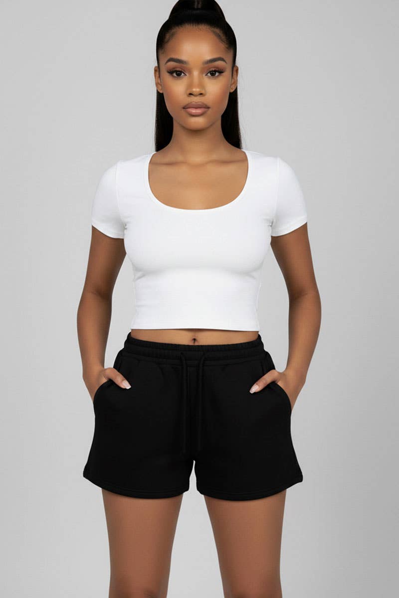 CAPELLA APPAREL - Wholesale Korte broeken - Dames - French Terry korte broek met verstelbare tailleband0