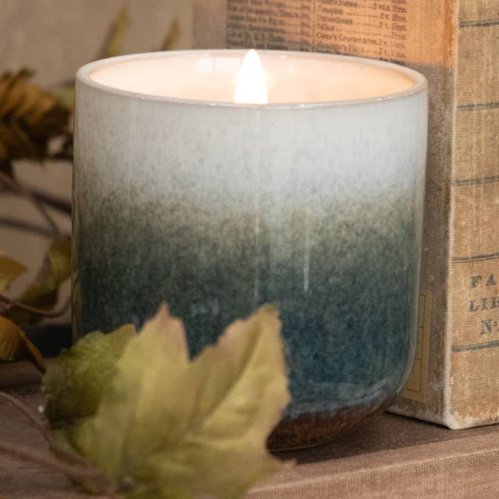 3.75" - 3D FLAME BLUE & WHITE CERAMIC CANDLE for wholesale by Ragon House