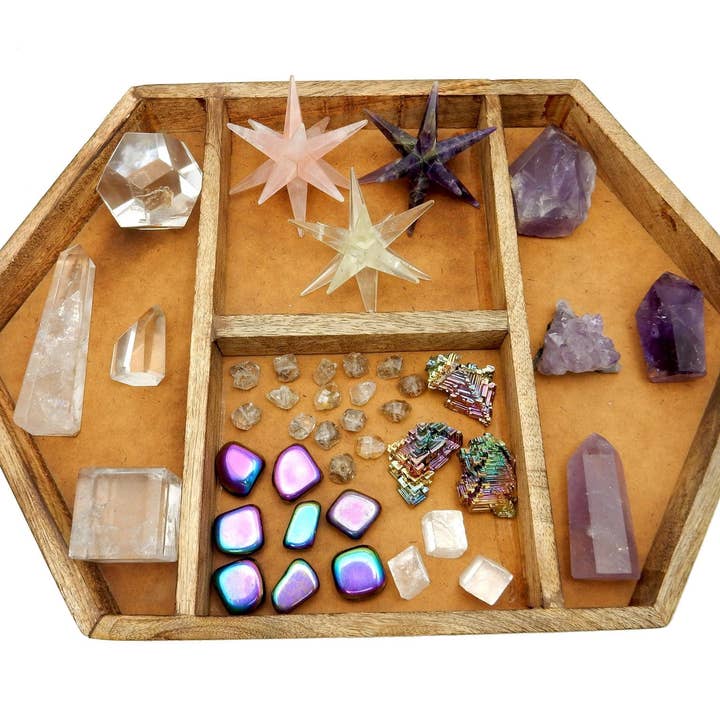 Crystal Display Wood Tray - Crystal Grid- Crystal collector for wholesale by Rock Paradise