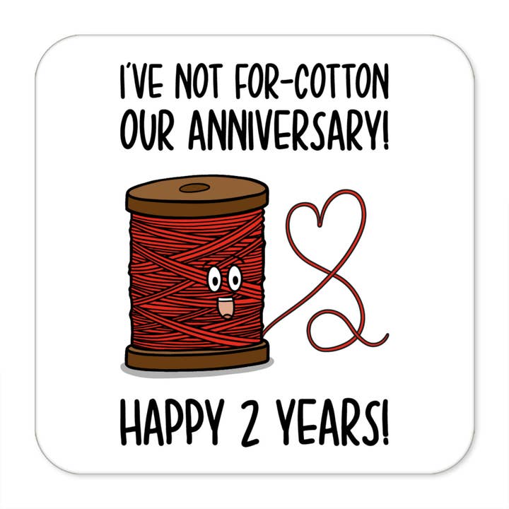 Cotton 2nd Year Anniversary Coaster for wholesale by TeePee Creations