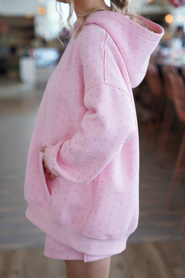 Sunkissed Coconut - Wholesale Hoodie - Women's - Light Pink Polka Dot Hoodie 100% Cotton10