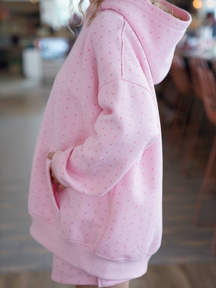 Sunkissed Coconut - Wholesale Hoodie - Women's - Light Pink Polka Dot Hoodie 100% Cotton10