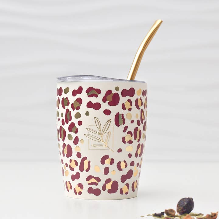 Leopard travel size thermos gourd 25 cl & bombilla for wholesale by ORIGINAL MATE
