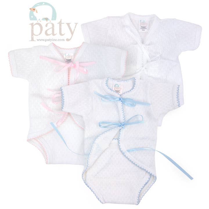 Paty Knit, Ribbon Tie Onesie #104 for wholesale by Paty