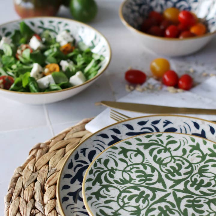 Novastyl - Wholesale Dinner Plate - HÉRACLÉE 27cm dinner plate in stoneware with blue decor
