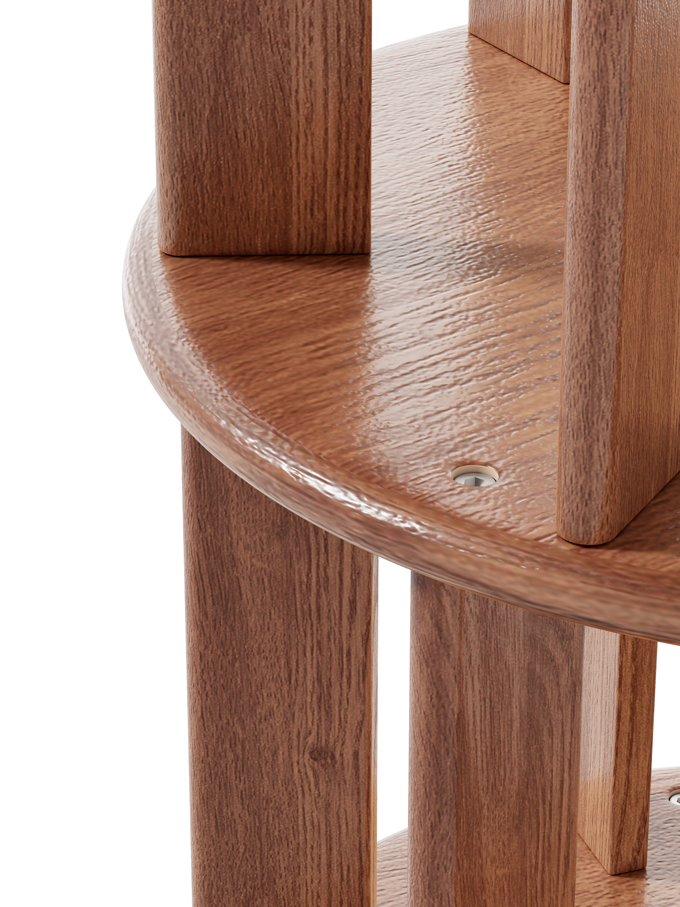 39F Inc. - Wholesale Bookcase - Walnut 4-Tier 100% Solid Wood Rotating Bookshelf with Wheel19